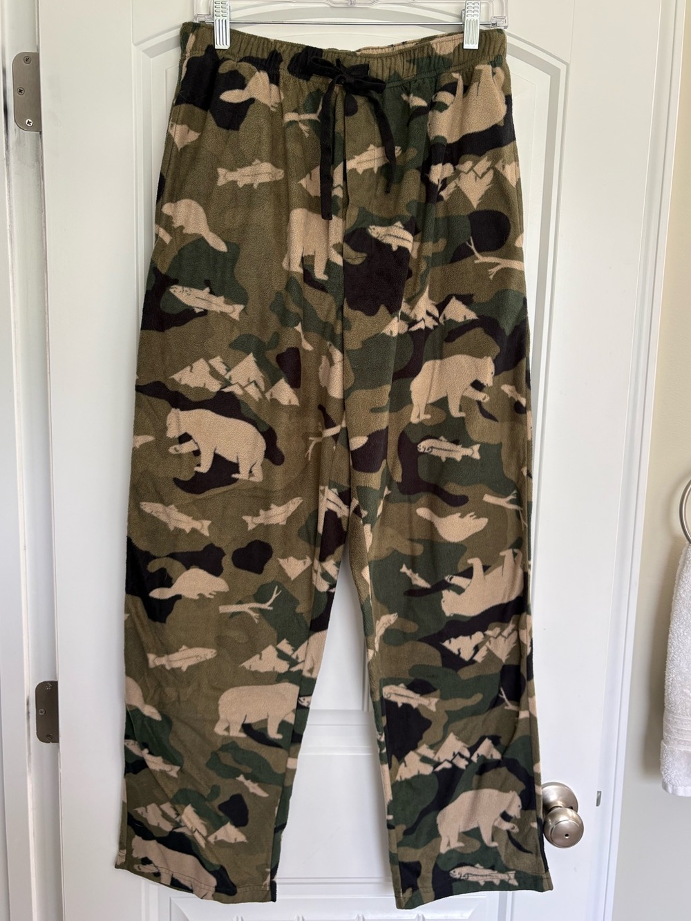 Mens Camouflage Fleece Pajama Pants - Green Camo